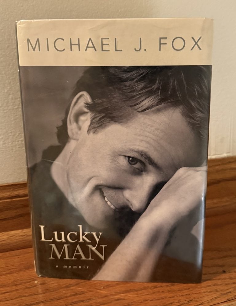 Michael J. Fox is smiling on his book cover.