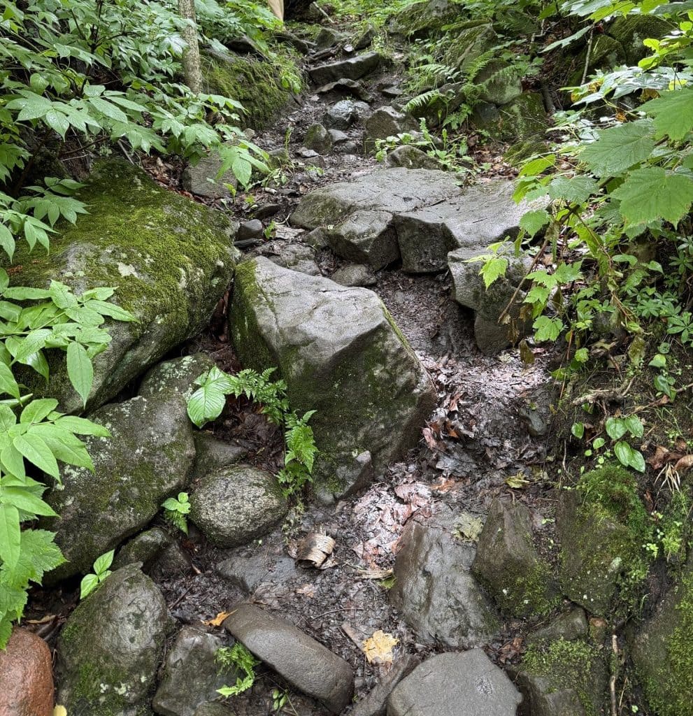 A rocky trail is shown.