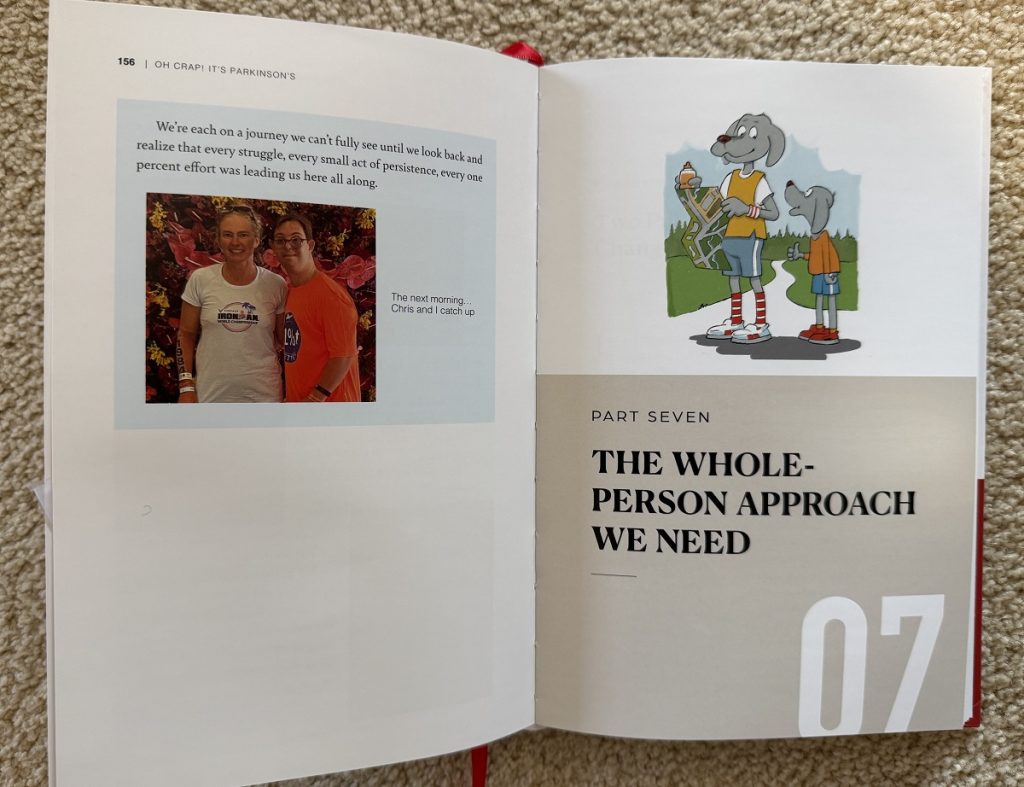 A two-page spread shows a new chapter starting with an illustration of a dog.