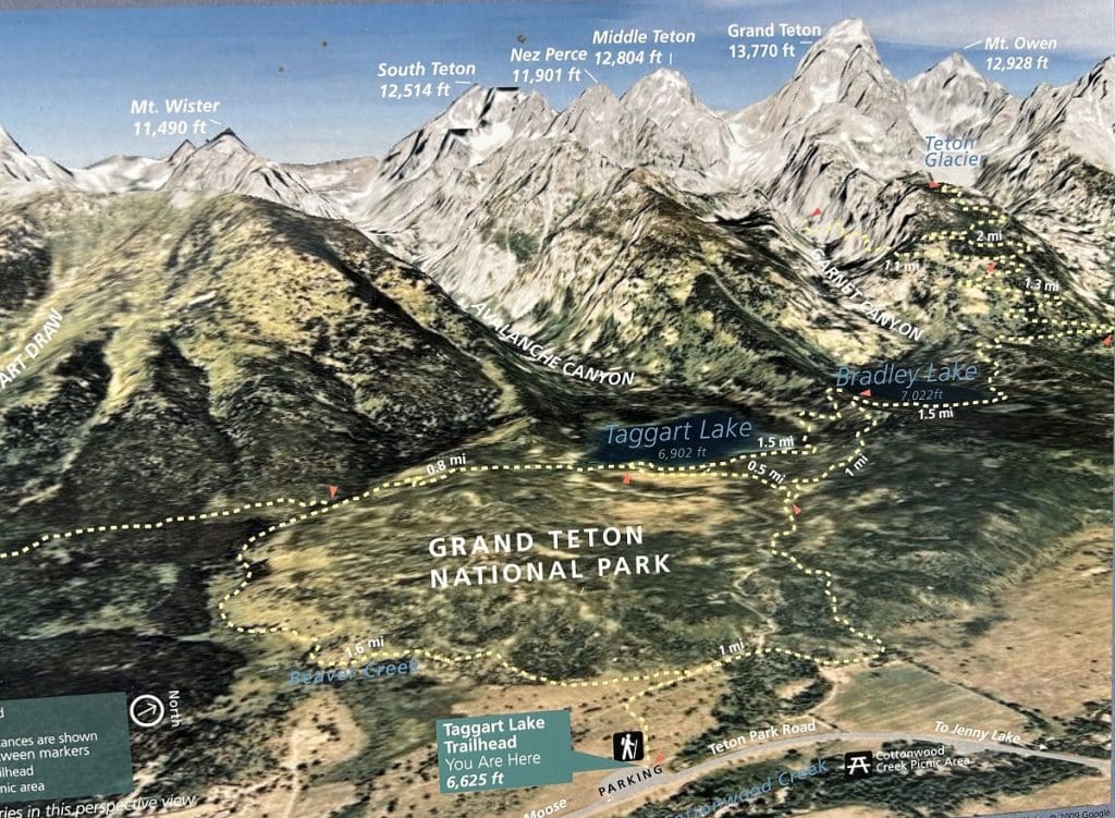 A map of the Teton National Park and trails.