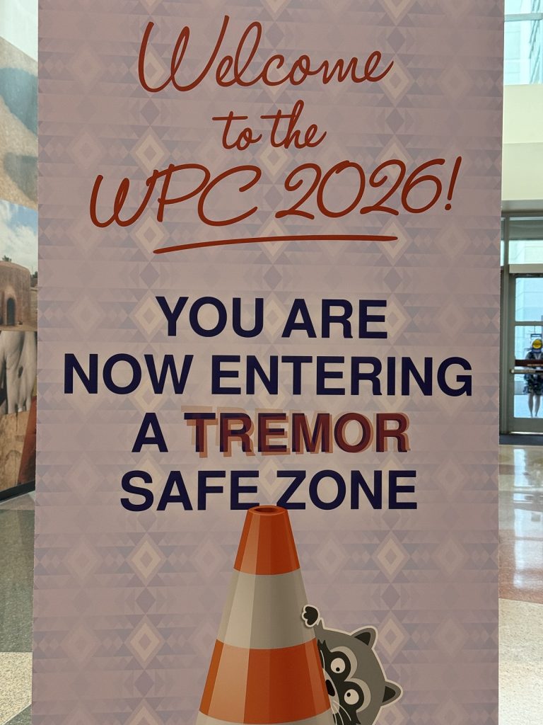 A sing welcomes all those with tremors.