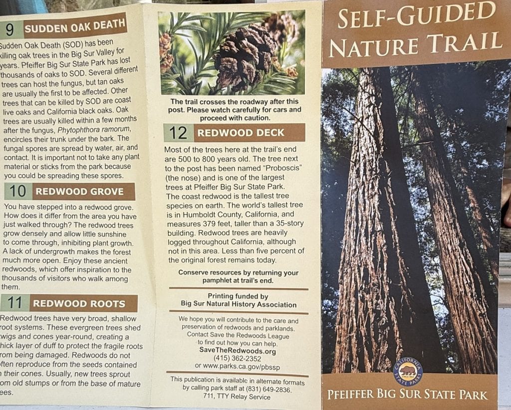 A tri-fold brochure has trail information on it.